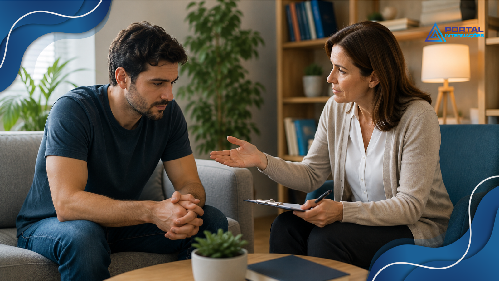 Família conversando sobre tratamento para dependência química
